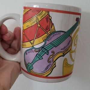 Riviera Van Beers Vintage Mug Colorful Musical Instrument Mug Stoneware